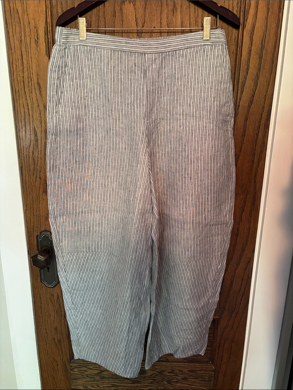 Madewell Blue & White Pinstripe Barrel Leg Pants